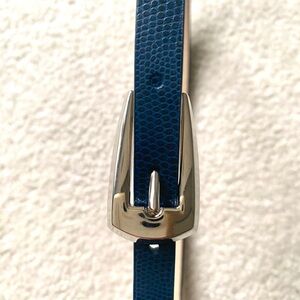 Snakeskin silver buckle adjustable belt.